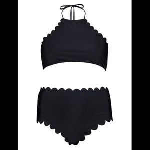 NWT Boohoo Black Scalloped Edge Bikini